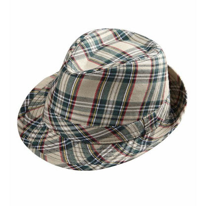 Beige Tartan Fedora