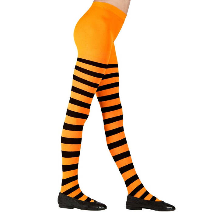Orange/Black Striped Pantyhose 70 Den