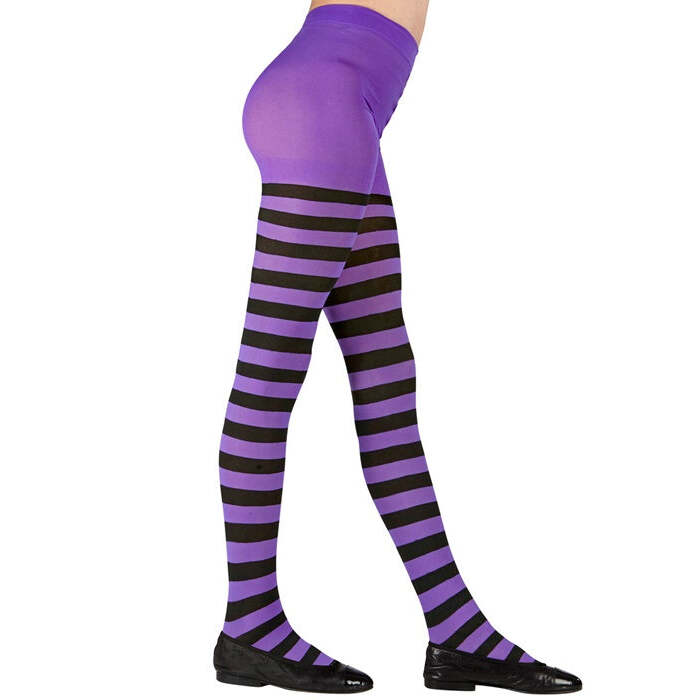 Purple/Black Striped Pantyhose 70 Den