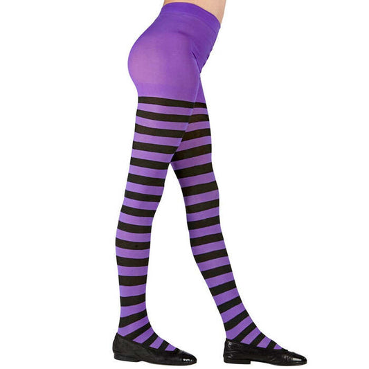 Purple/Black Striped Pantyhose 70 Den
