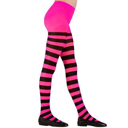 Pink/Black Striped Pantyhose 70 Den