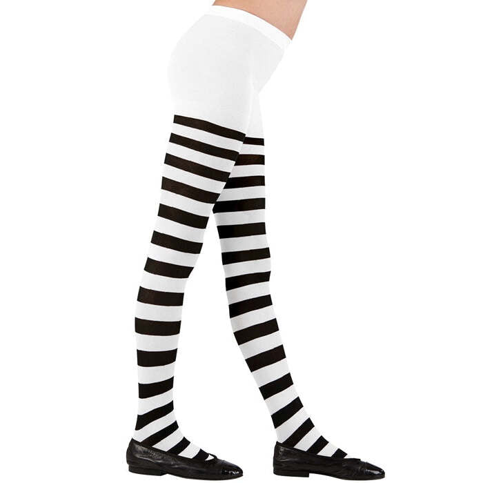 White/Black Striped Pantyhose 70Den