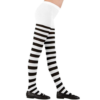 White/Black Striped Pantyhose 70Den