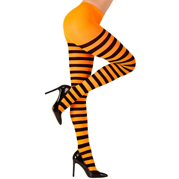 Orange/Black Striped Pantyhose 70 Den