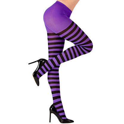 Purple/Black Striped Pantyhose 70 Den