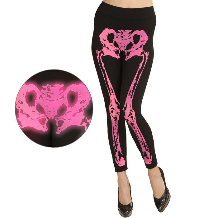 Neon Pink Skeleton Leggings 75 Den