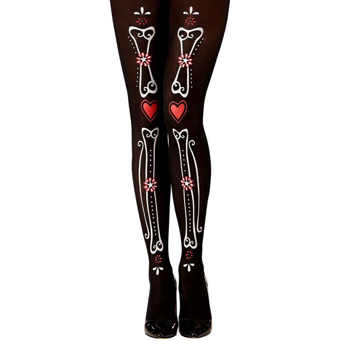 Dia De Los Muertos Bones Pantyhose 50 Den