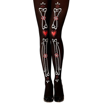 Dia De Los Muertos Bones Pantyhose 50 Den