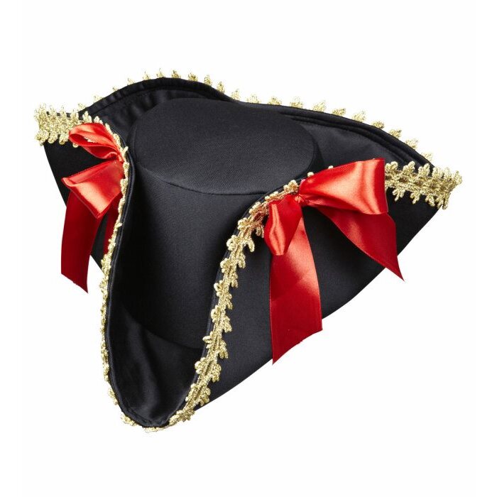 Pirate Tricorn With Gold Trim & Bows