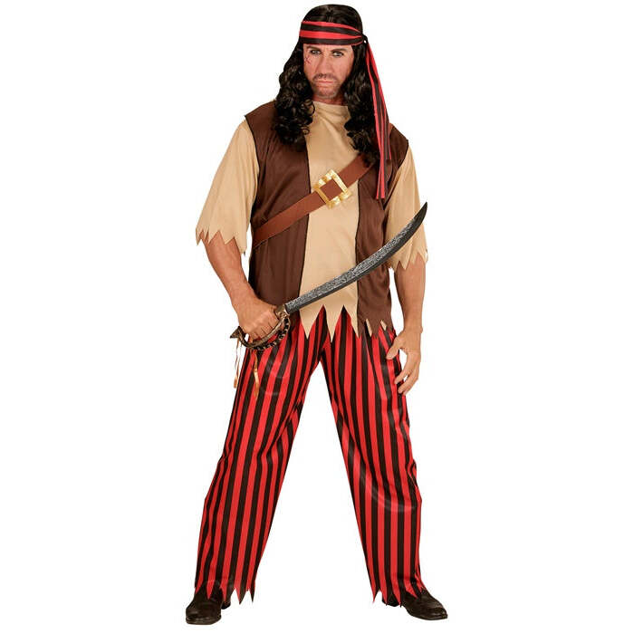 Pirate  Shirt With Vest And Belt, Pants, Head Scarf 