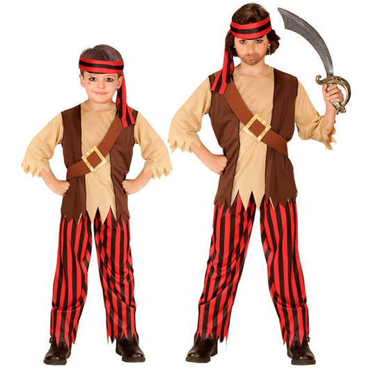 Pirate  Shirt With Vest And Belt, Pants, Head Scarf 
