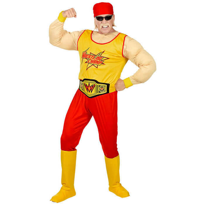 Wrestling Champ  Muscle Overalls, Belt, Boot Covers, Bandana 