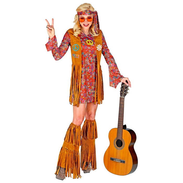 Hippie  Dress, Vest, Headband, Fringe Boot Covers 