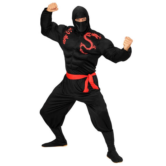 Super Muscle Ninja  Hooded Muscle Shirt, Face Mask, Pants, Belt 