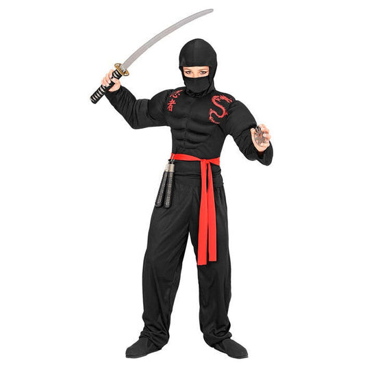 Super Muscle Ninja  Hooded Muscle Shirt, Face Mask, Pants, Belt 
