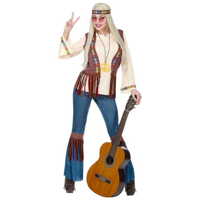 Hippie  Shirt With Vest, Pants, Headband, Necklace 