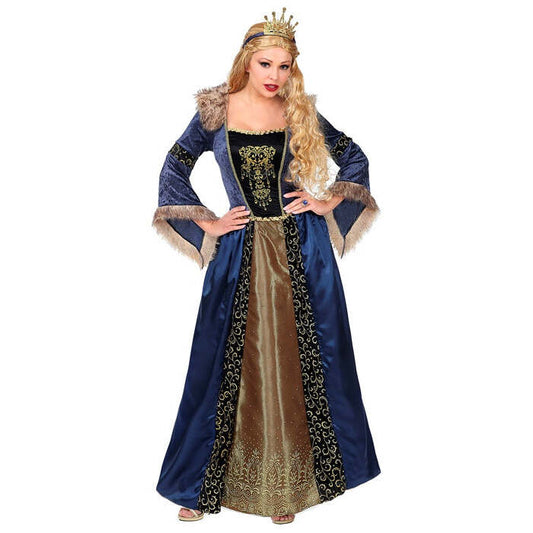 Medieval Queen  Dress With Crinoline Underskirt, Crown 