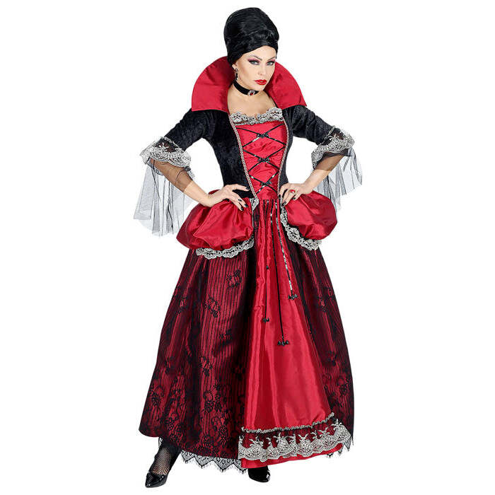Vampiress  Dress With Crinoline Underskirt, Choker 