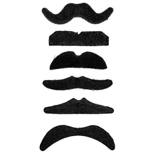 Black Moustache Adhesive - 6 Styles Ass.