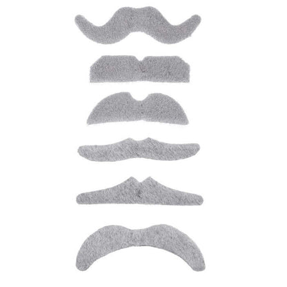 Grey Moustache Adhesive - 6 Styles Ass.