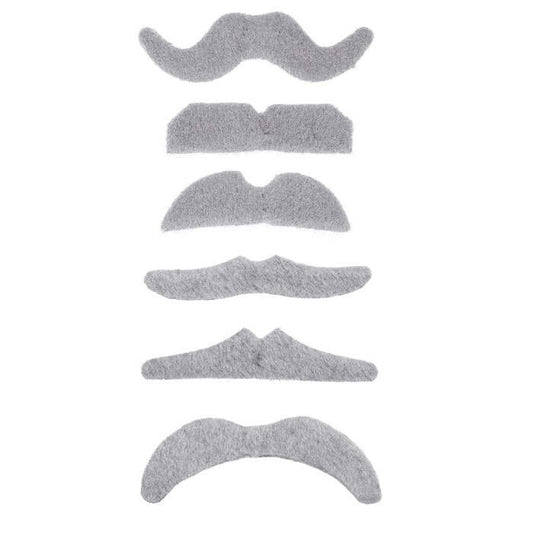Grey Moustache Adhesive - 6 Styles Ass.
