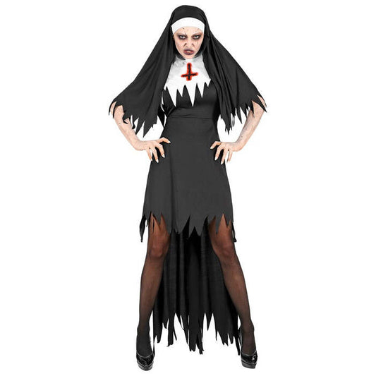 Horror Nun  Dress With Overskirt, Headpiece 