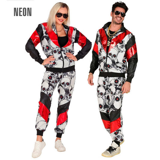 Black/Red Skulls Shell Suit  Jacket, Pants 