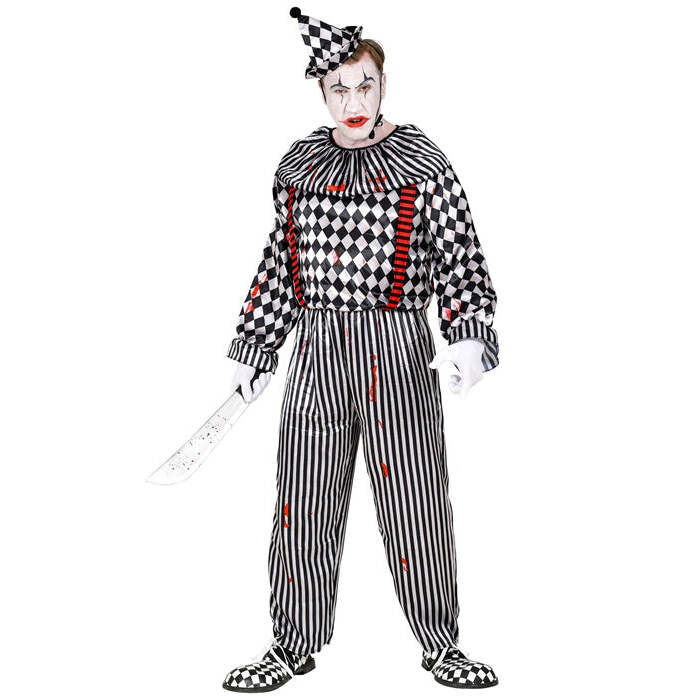 Vintage Clown  Jumpsuit With Ruff And Braces, Headpiece 