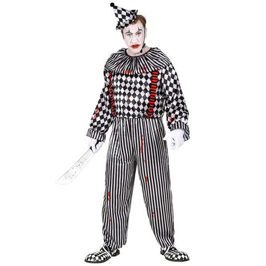Vintage Clown  Jumpsuit With Ruff And Braces, Headpiece 