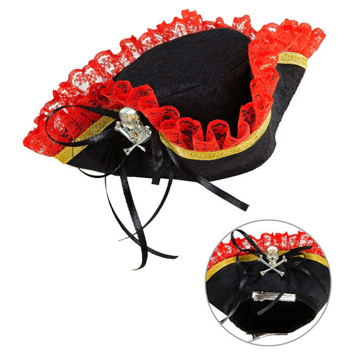 Mini Pirate Tricorn With Strass Skull