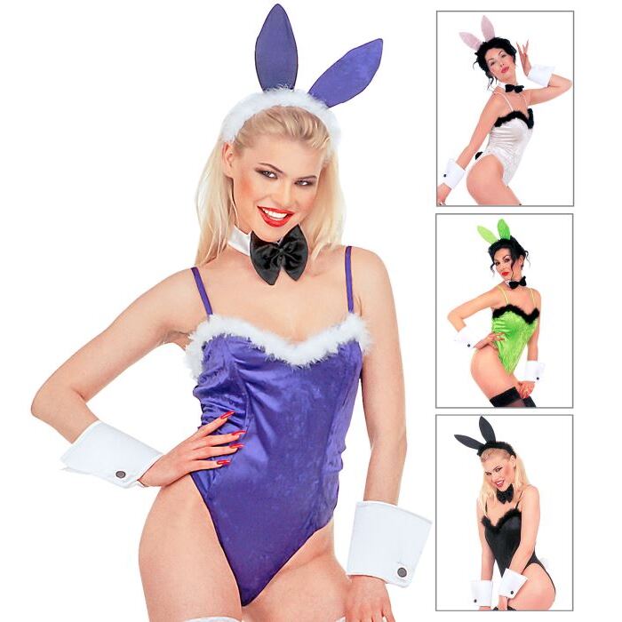 Playmate 4 Colors Ass.  Velvet Leotard, Bow Tie, Cuffs, Ears 