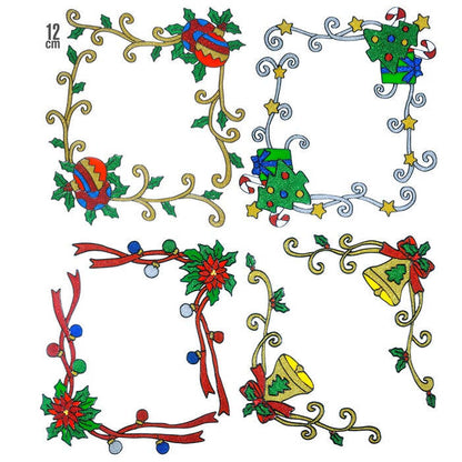 Set Of 2 Christmas Window Corner Decoration Stickers 4 Styles Ass. - 12 Cm
