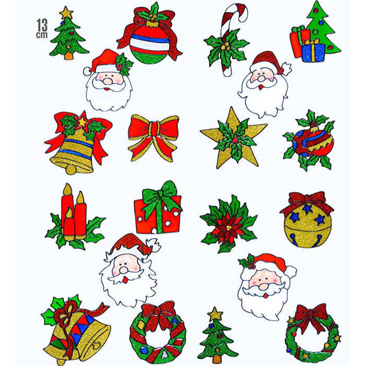 Set Of 5 Assorted Christmas Window Stickers With Santa Claus Face4 Styles Ass. - 13 Cm