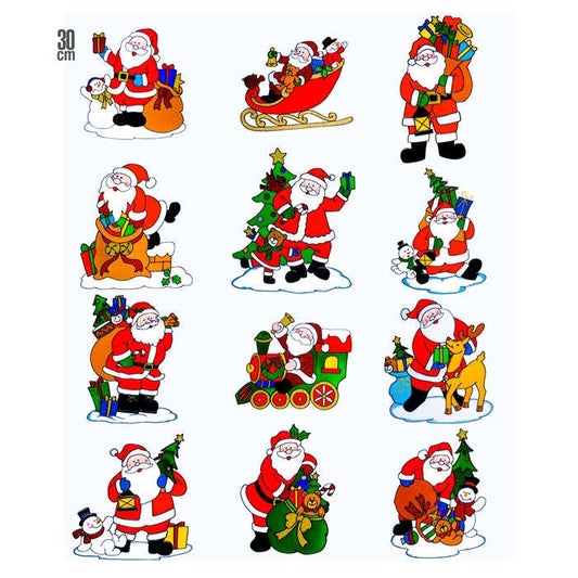 Santa Claus Christmas Window Sticker 12 Styles Ass. - 30 Cm