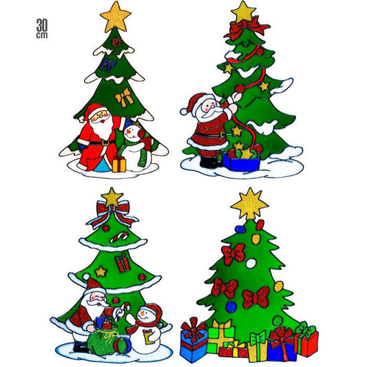 Christmas Tree Window Sticker 4 Styles Ass. - 30 Cm
