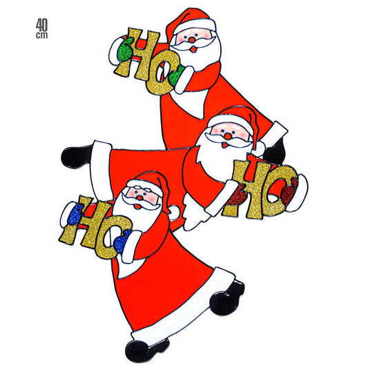 Vertical Santa Claus Trio Window Sticker 40 Cm