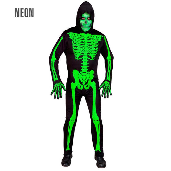 Green Skeleton  Hooded Jumpsuit 