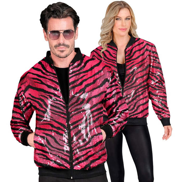 Party Fashion Bomber  Pink Animalier Sequin Bomber 
