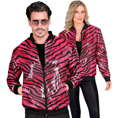 Party Fashion Bomber  Pink Animalier Sequin Bomber 