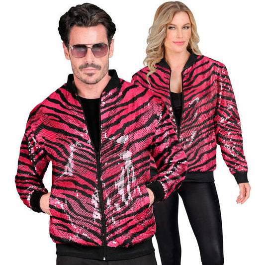 Party Fashion Bomber  Pink Animalier Sequin Bomber 