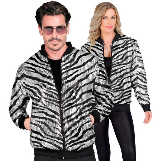 Party Fashion Bomber  Animalier Zebra Sequin Bomber 