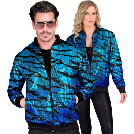 Party Fashion Bomber  Blue Waves Sequin Bomber 