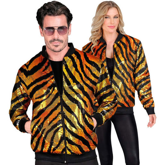 Party Fashion Bomber  Animalier Tiger Sequin Bomber 