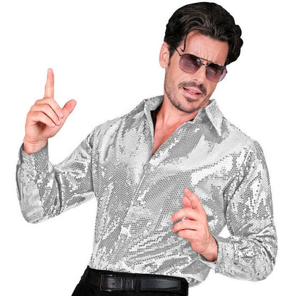 Party Fashion Shirt  Silver Sequin Shirt 