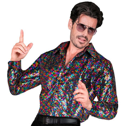 Party Fashion Shirt  Multicolor Sequin Shirt 