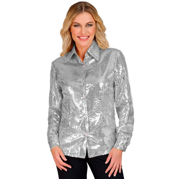 Party Fashion Shirt  Silver Sequin Shirt 