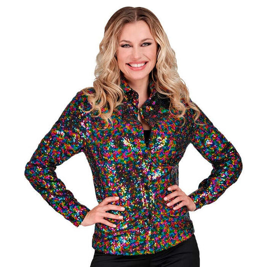 Party Fashion Shirt  Multicolor Sequin Shirt 