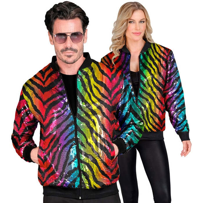 Party Fashion Bomber  Rainbow Animalier Tiger Sequin Bomber 