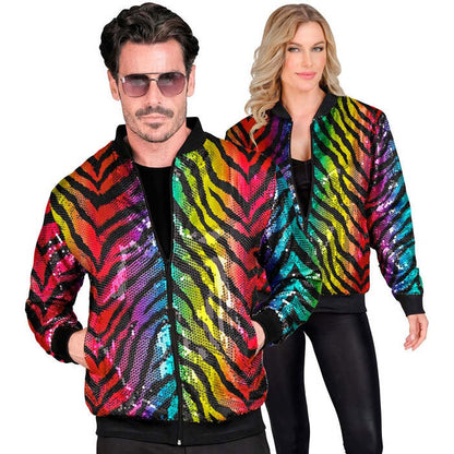 Party Fashion Bomber  Rainbow Animalier Tiger Sequin Bomber 