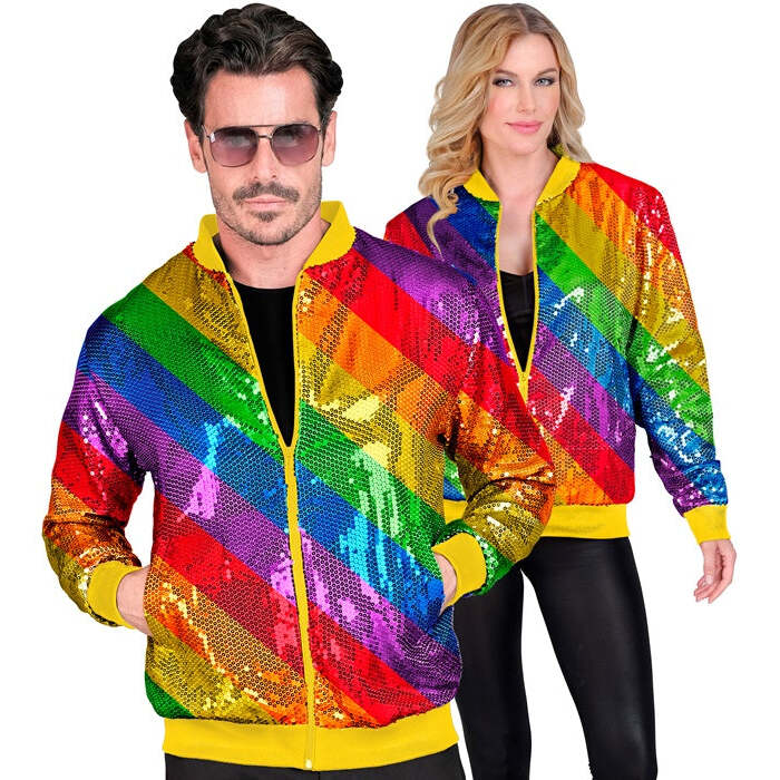 Party Fashion Bomber  Rainbow Sequin Bomber 
